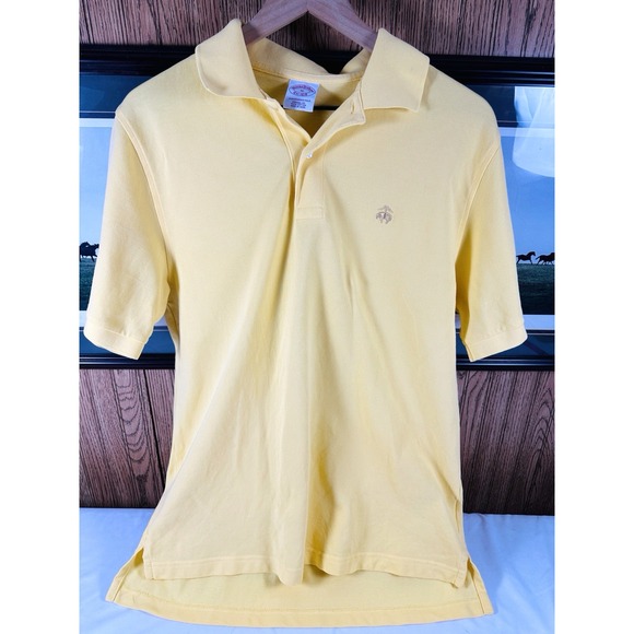 Brooks Brothers Mens Solid YELLOW Performance Polo Shirt Short Sleeve MEDIUM - Picture 1 of 10